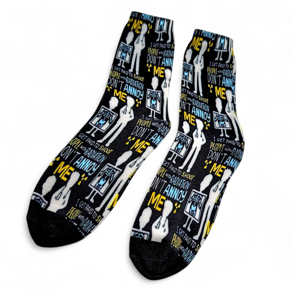 NEW X-Ray Tech Radiology Socks Funny Novelty Black Unisex Mens Womens One Size